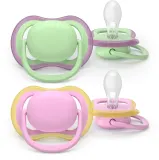 Пустышка Philips Avent Ultra Air SCF087/12 6-18m, 6–18 месяцев, светится в темноте, 2 шт Girl — фото 1