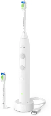Звуковая электрическая зубная щётка Philips Sonicare 4100 HX4042/41 с датчиком давления, для брекетов и коронок, 1 шт White