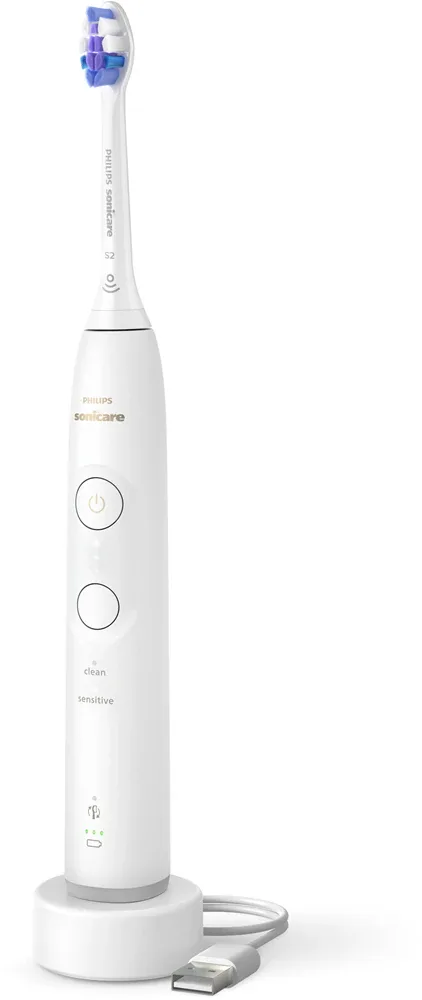 Звуковая зубная щётка Philips Sonicare 6100 HX7400/01 с головкой S2 Sensitive, 62 000 движений в минуту, 1 шт White
