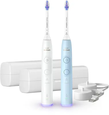 Набор звуковых электрических зубных щёток Philips Sonicare 6100 с дорожным футляром, датчиком давления, 2 шт