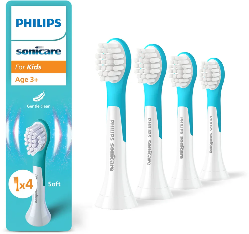 Сменные насадки для детской зубной щётки Philips Sonicare For Kids Mini 3+ HX6034/90 белые, для детей от 3 лет, 4 шт