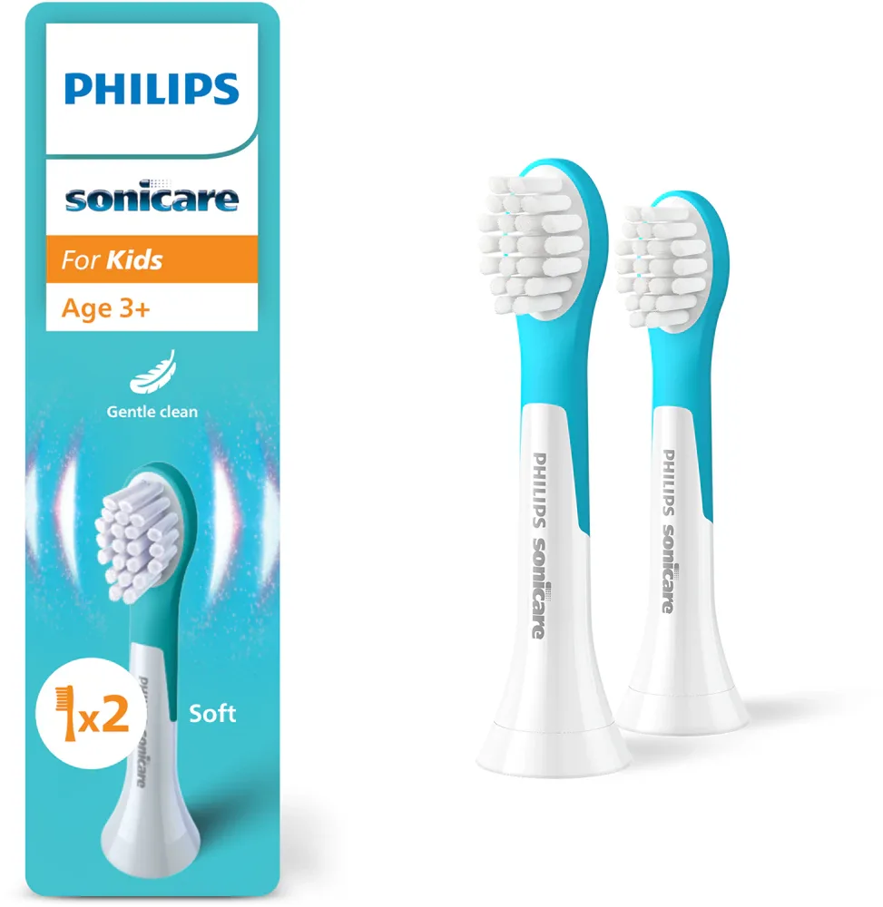 Сменные насадки для детской зубной щётки Philips Sonicare For Kids Mini 3+ HX6032/90 белые, для детей от 3 лет, 2 шт