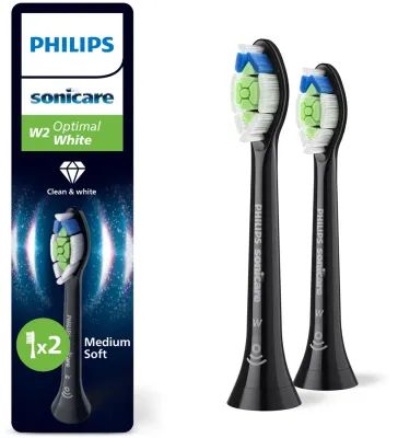 Сменные насадки для зубной щётки Philips Sonicare Optimal White HX6062/88 чёрные, 2 шт