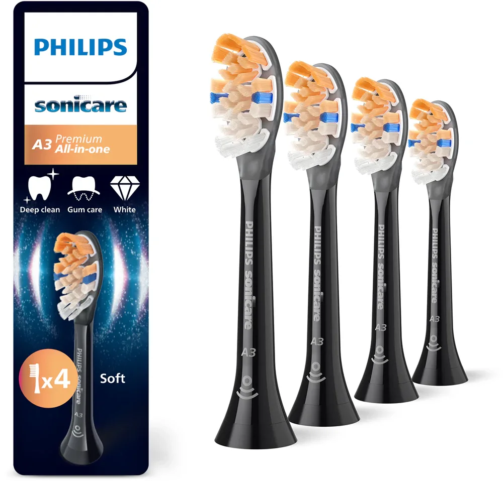Сменные насадки для зубной щётки Philips Sonicare Premium All-in-One HX9094/88 черные, 4 шт Black