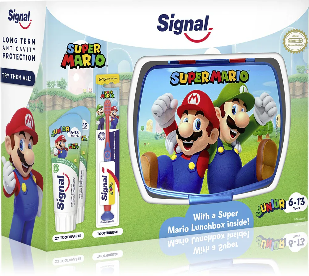 Набор детский Signal Super Mario с зубной пастой и щёткой, с дизайном Super Mario