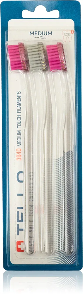 Набор зубных щёток TELLO 3940 Medium 3pack средней жёсткости, с компактной головкой, 3 шт