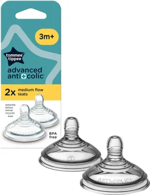 Соска для бутылочки Tommee Tippee Advanced Anti-Colic силиконовая, 2 шт Medium Flow 3m+