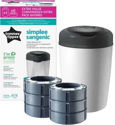 Накопитель для подгузников Tommee Tippee Simplee Set с крышкой на петлях, с 6 сменными кассетами