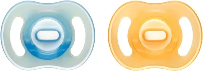 Пустышка Tommee Tippee Ultra Light Night силиконовая, светится в темноте, 2 шт 6-18m Orange/ Blue