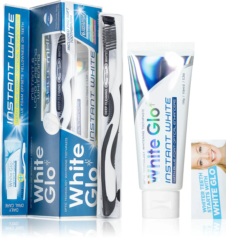 Набор White Glo Instant White отбеливающая паста, щётка и зубочистки, 150 г + 1 шт. + 8 шт