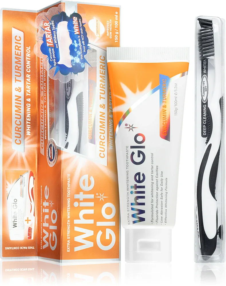 Паста зубная White Glo Whitening Tartar Control отбеливающая, с куркумой, против зубного камня, 150 г Curcumin and Turmeric