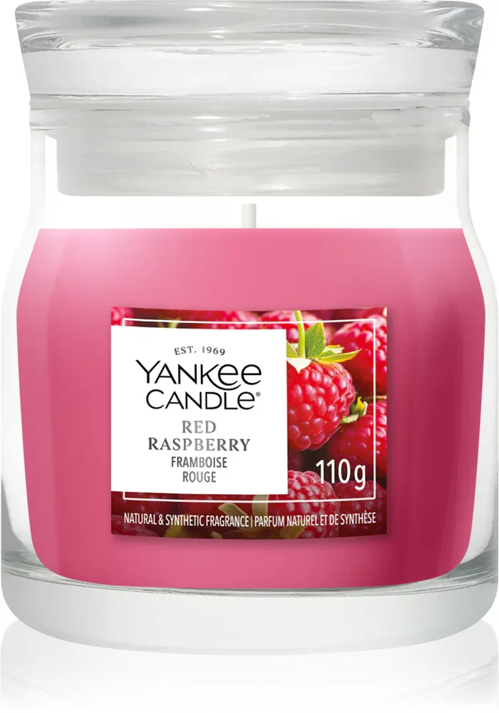 Ароматическая свеча Yankee Candle Red Raspberry, аромат для весны и лета, 110 г Signature
