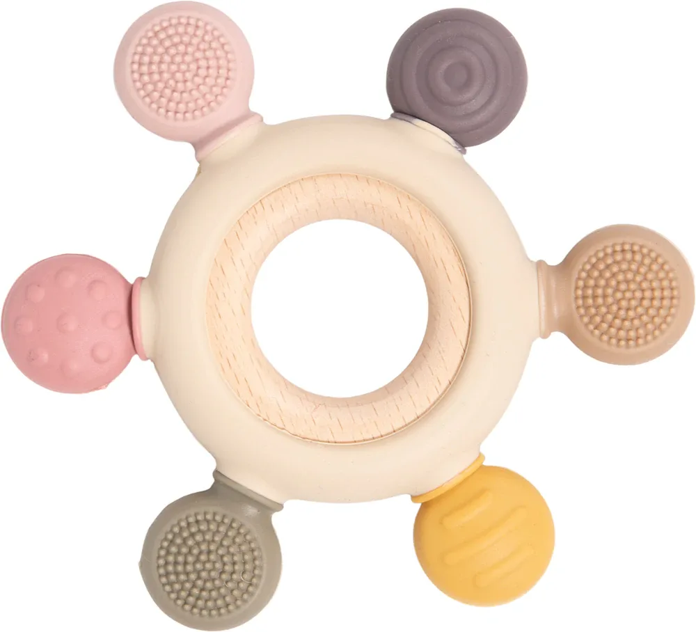 Прорезыватель для зубов Bo Jungle B-Multi-Sensory Ring силиконовый, с погремушкой, 1 шт
