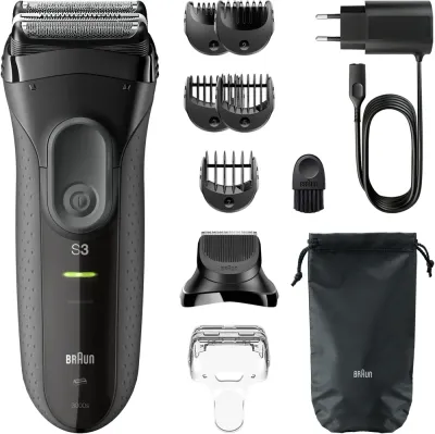 Бритва электрическая Braun Series 3+ 3000bt с насадкой MicroComb, водонепроницаемая, 1 шт