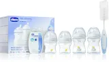 Набор для новорождённого Chicco Natural Feeling First Starter Set бутылочки 150 мл и 250 мл, соска, пустышка, щётка 0 m+ — фото 1