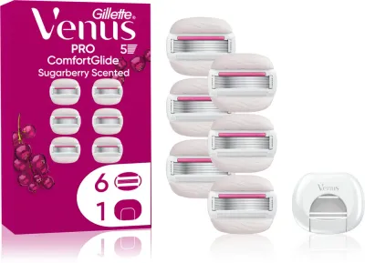 Сменные кассеты для бритвы Gillette Venus PRO ComfortGlide Sugarberry с гелевыми полосками, 6 шт