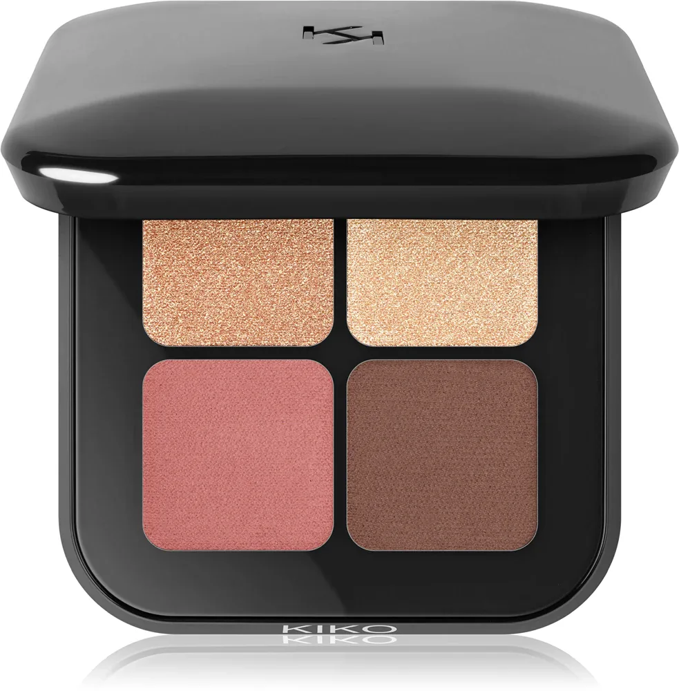 Палетка теней для век KIKO Milano Bright Quartet с матовым и блестящим эффектом, с зеркальцем, 3,5 г, оттенок 02 Rosy Mauve Variations
