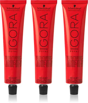 Стойкая краска для волос Schwarzkopf Professional IGORA Royal, окрашивание седины, 3 х 60 мл, оттенок 4-0 Medium Brown