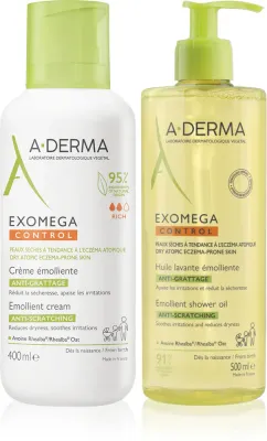 Набор для ухода за телом A-Derma Exomega масло для душа и крем, для сухой и атопичной кожи, 1 шт