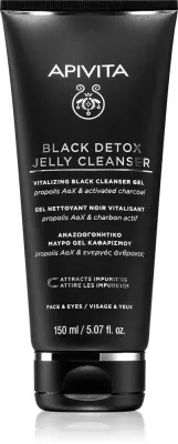 Гель для умывания Apivita Cleansing Black Detox Jelly Cleanser с активированным углём, очищающий