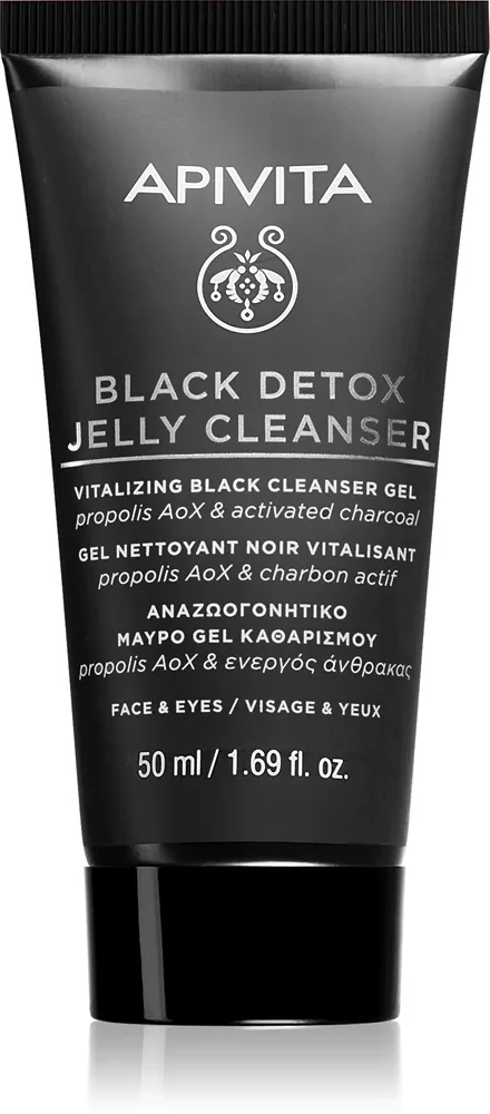Гель для умывания Apivita Cleansing Black Detox Jelly Cleanser с активированным углём, очищающий