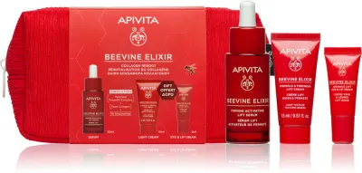 Набор для ухода за лицом Apivita Beevine Elixir Collagen Reboot против морщин, с косметичкой, 1 шт