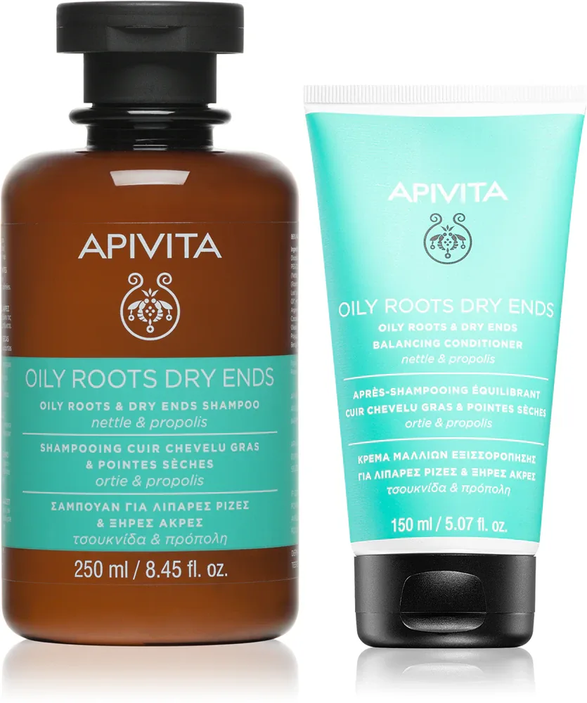 Набор для ухода за волосами Apivita Oily Roots Dry Ends для жирной кожи головы и сухих кончиков, 1 шт