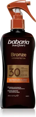 Масло-спрей солнцезащитное Babaria Sun Bronze Spray Sun Protector Oil, для загара, с кокосовым маслом, 200 мл