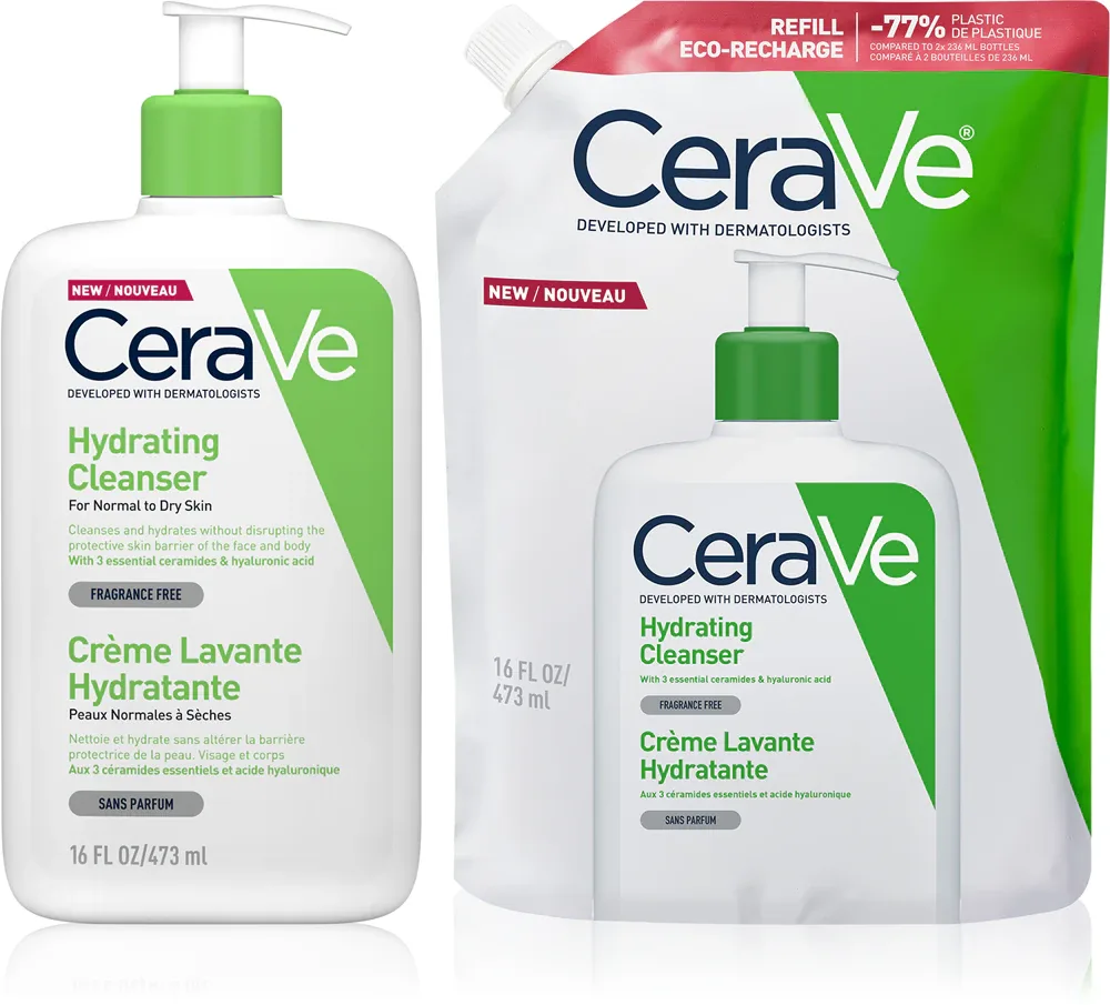 Набор эмульсий для умывания CeraVe Hydrating Cleanser очищающих, для нормальной и сухой кожи, 2 шт. по 473 мл