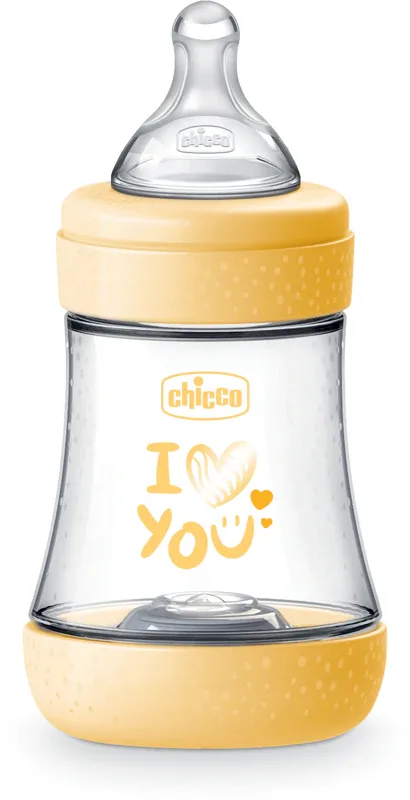 Бутылочка для кормления Chicco Perfect 5 с системой снижения попадания воздуха, силиконовая соска, 1 шт 0 m+ Slow Flow Yellow