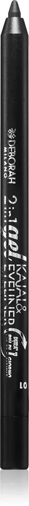 Карандаш для глаз Deborah Milano 2 In 1 Gel Kajal Eyeliner гелевый, чёрный, водостойкий, 1,2 г, оттенок 01 Black