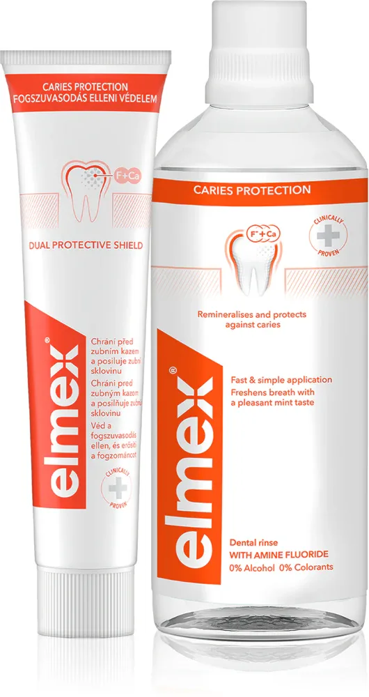 Набор для ухода за полостью рта Elmex Caries Protection зубная паста и ополаскиватель