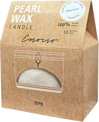 Свеча ароматическая Emocio Pearl wax Cashmere White с пудровым ароматом, 350 г