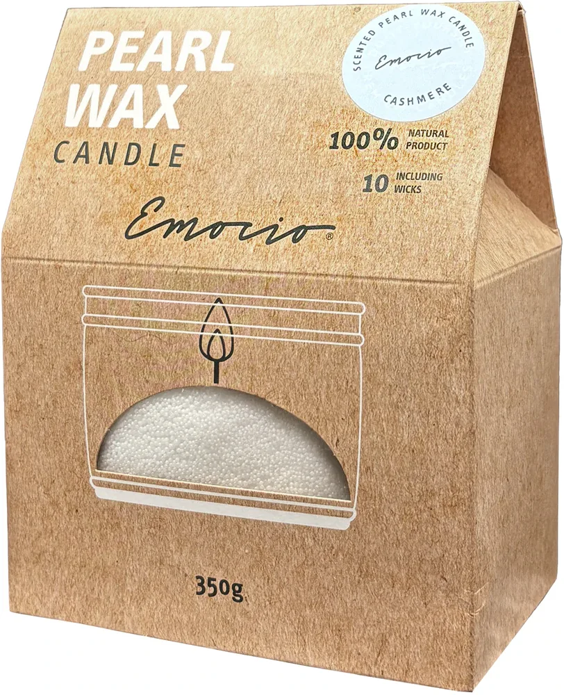 Свеча ароматическая Emocio Pearl wax Cashmere White с пудровым ароматом, 350 г