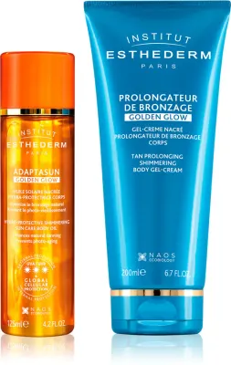 Набор средств для загара Institut Esthederm Adaptasun Golden Glow масло и гель-крем, с защитой от солнца, 1 шт