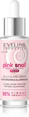 Сыворотка для лица Eveline Cosmetics Pink Snail Glazed Skin Effect с пептидами, увлажняющая, 30 мл