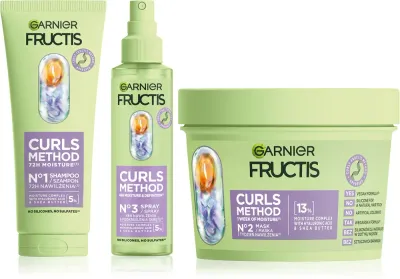 Набор для вьющихся волос Garnier Fructis Curls Method шампунь, спрей и маска, 3 шт