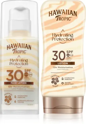 Набор для загара Hawaiian Tropic Hydrating Protection с кремом для лица SPF 30, для лица и тела, 1 шт