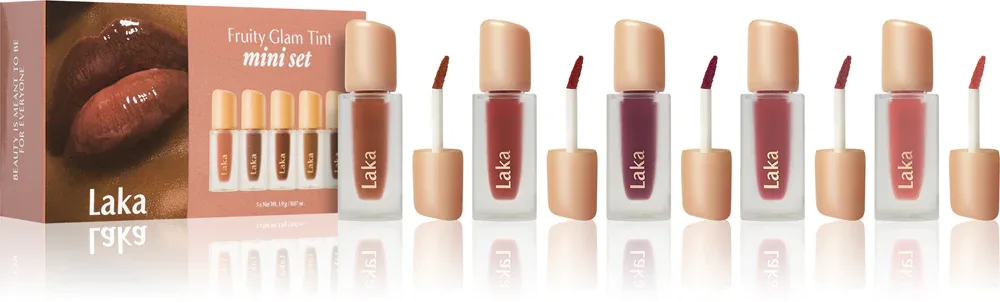 Набор блесков для губ Laka Fruity Glam Mini Set подарочный, 5 × 1,9 г
