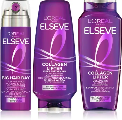 L’Oréal Paris Elseve Collagen Lifter - Набор для ухода за волосами L’Oreal Paris Elseve Collagen Lifter для волос без объёма, 3 шт, 3 шт
