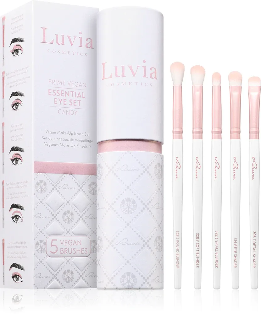 Набор кистей для макияжа Luvia Cosmetics Prime Vegan Candy из пяти кистей, в подарочной упаковке, 5 шт