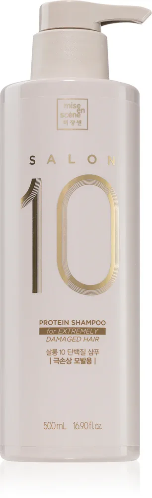 mise en scene Salon 10 Protein Shampoo For Extremely Damaged Hair - Шампунь Salon 10 Protein Shampoo For Extremely Damaged Hair для сильно повреждённых волос, с протеином и коллагеном, 500 мл, 500 мл