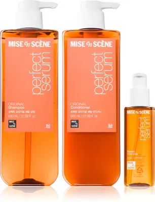 Набор для волос mise en scene Perfect Serum Original шампунь, кондиционер и сыворотка, 1 шт