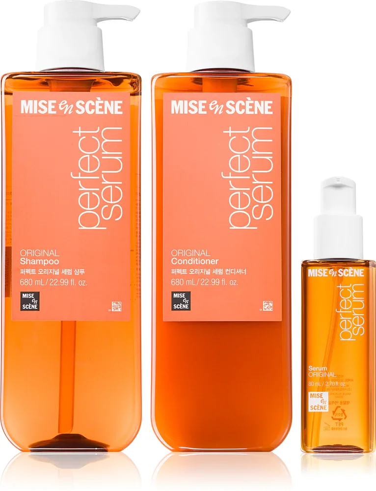 Набор для волос mise en scene Perfect Serum Original шампунь, кондиционер и сыворотка, 1 шт