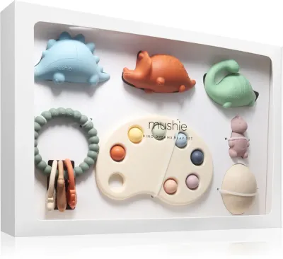 Набор детских игрушек Mushie Dino Dreams из пищевого силикона, подарочный 3m+