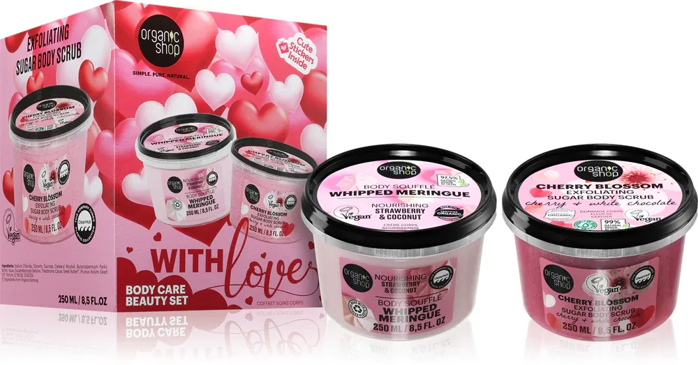Набор косметики для тела Organic Shop With Love с вишней и клубникой, подарочный