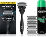 Набор для бритья Wilkinson Sword Hydro5 станок с 5 сменными головками и увлажняющий гель для бритья 200 мл, 1 шт — фото 1