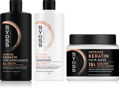 Набор для волос Syoss Intense Keratin с кератином, маска + шампунь + кондиционер, для ослабленных и ломких волос, 1 шт