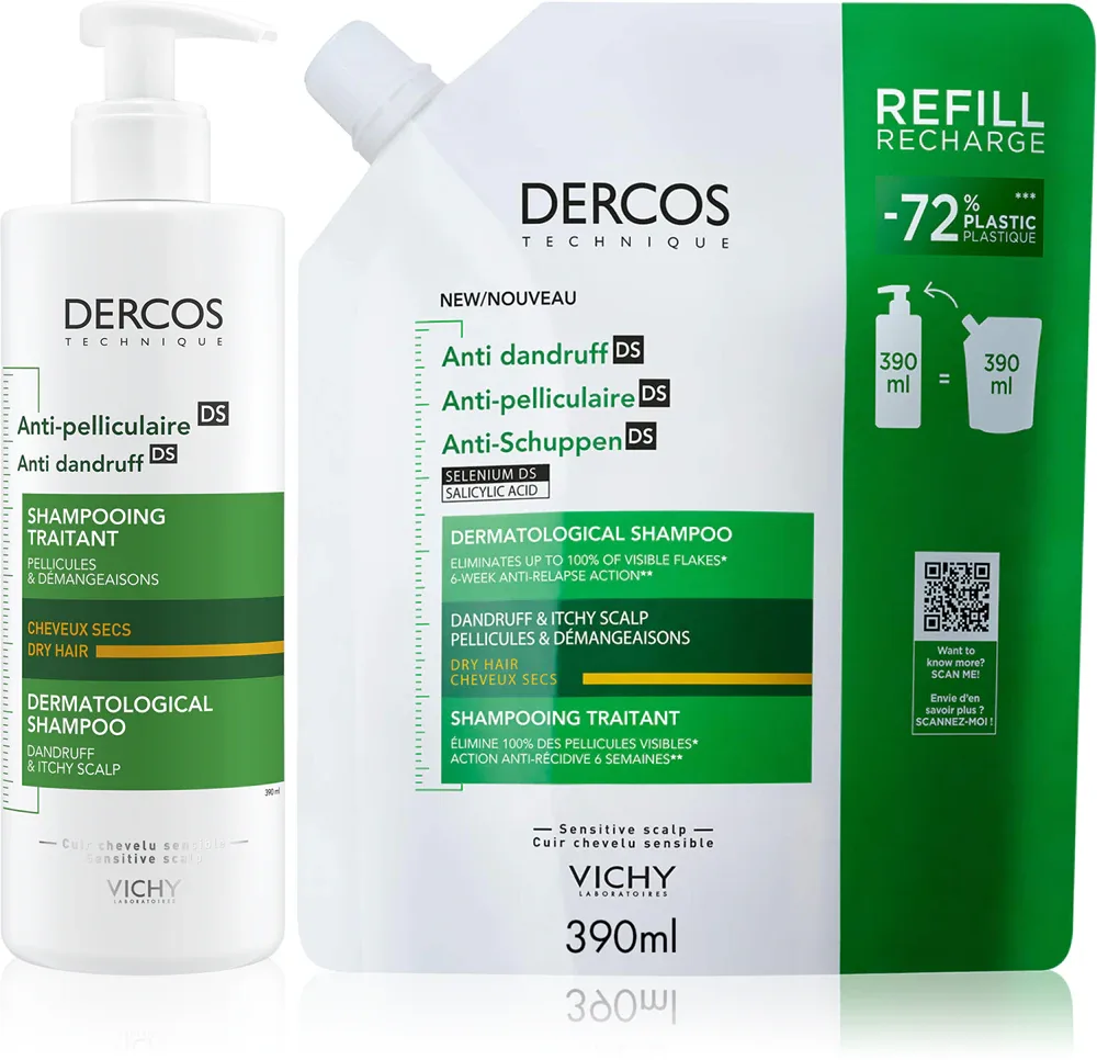 Набор шампуней против перхоти для сухих волос Vichy Dercos Anti-Dandruff, по 390 мл do włosów suchych