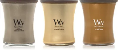 Набор ароматических свечей Woodwick Precious Metals Trio Pack, 1 шт
